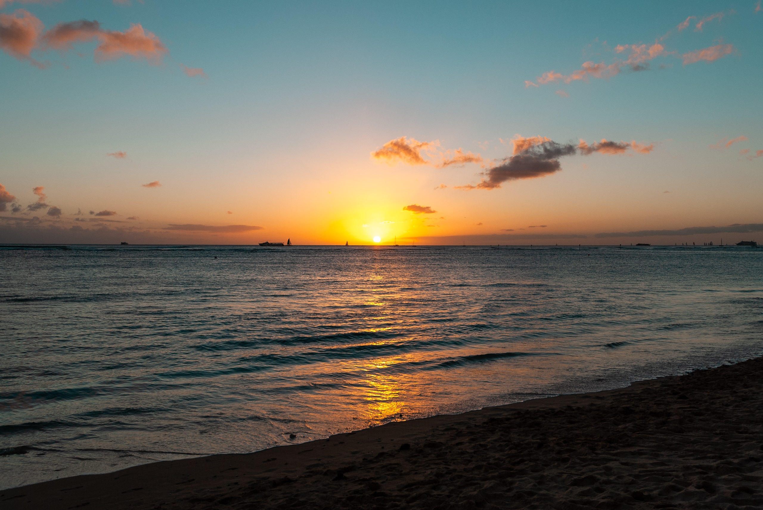 Sunset over Waikiki Beach