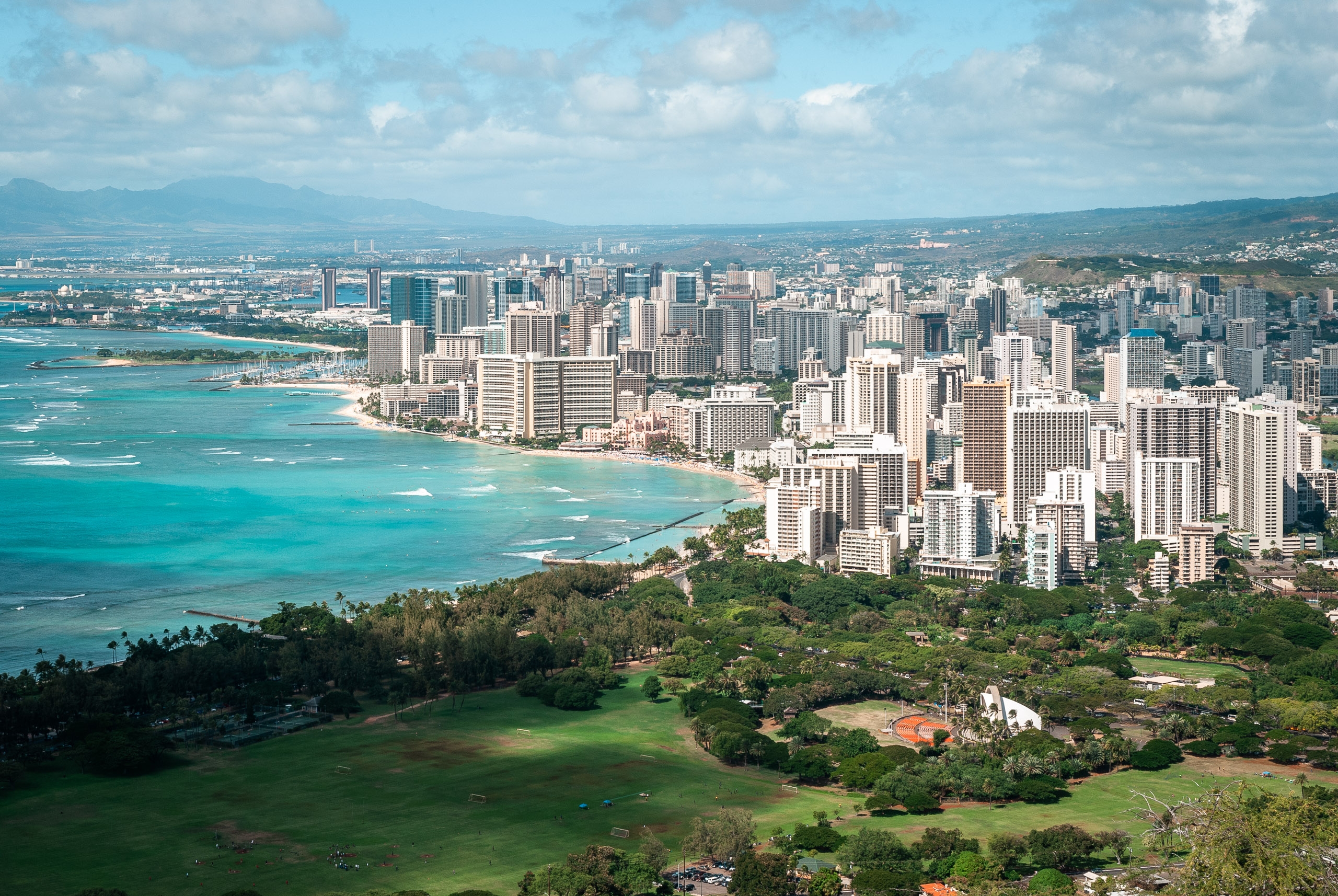 Looking out over Honolulu from the top of Diamond Head
