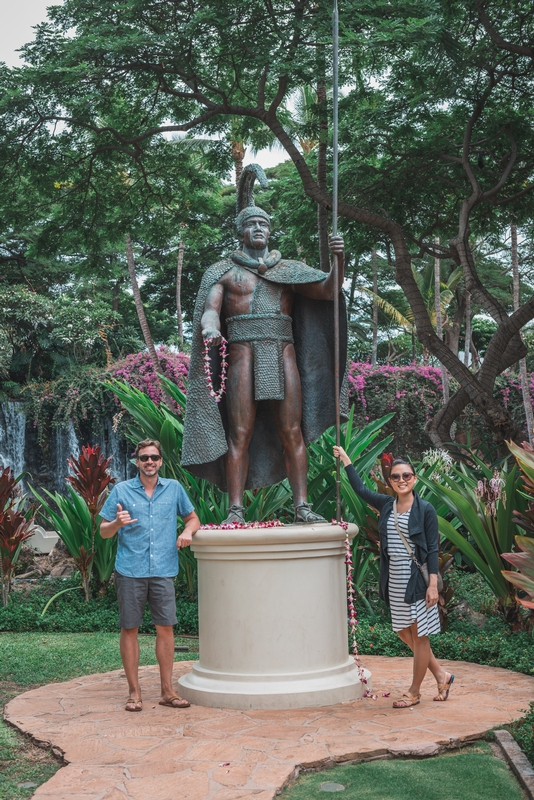 Kris and Jessica with King Kamehameha