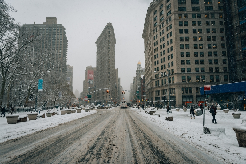 A Snowy View Down Broadway