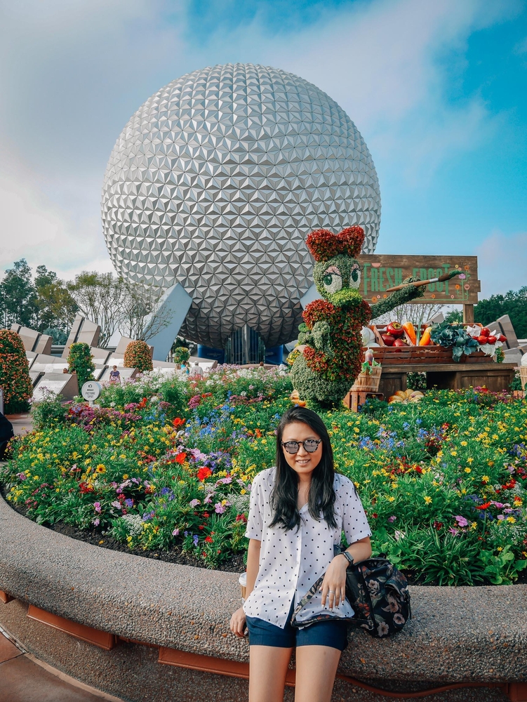 Jessica at the Entrace to EPCOT