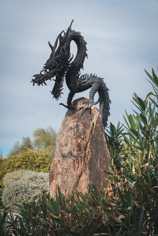 Sculpture of a Fire Breathing Dragon
