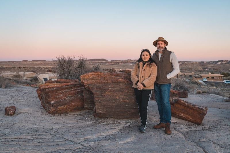 Jessica and Kris at Sunset in the Petrified National Forest
