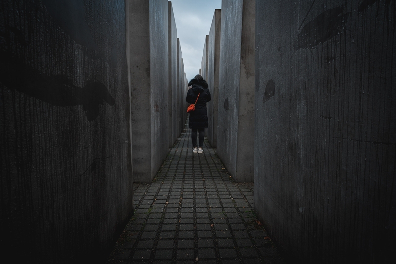 Jessica Inside the Monument to the Murdered Jews of Europe